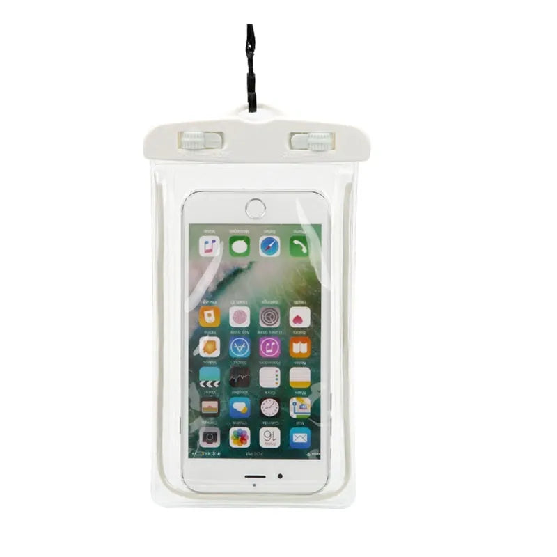 Black universal waterproof PVC luminous touch screen phone case for outdoor use