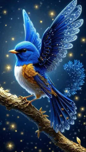 Blue bird diamond painting kit measuring 60x100cm with modern simplicity design