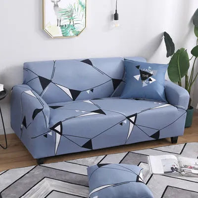 Super stretchable geometric abstract pattern sofa slipcover on three-seater sofa 190-230cm