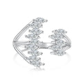 S925 sterling silver geometric hexagon ring with adjustable opening on finger, white finish