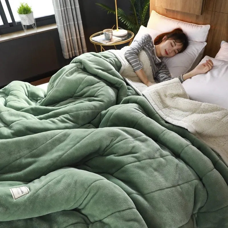 Thick warm winter fleece blanket in coral fleece polyester, 150cm x 200cm, pink colour option