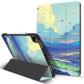 Compatible with Apple iPad protective cover in blue with built-in magnetic pen slot