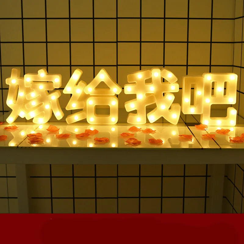 LED letter lights 22cm plastic alphabet in picture colour for birthday party and proposal decor