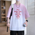 Boys youth popularity printed T-shirt with drop-shoulder sleeves in cotton-polyester blend, available in dark blue