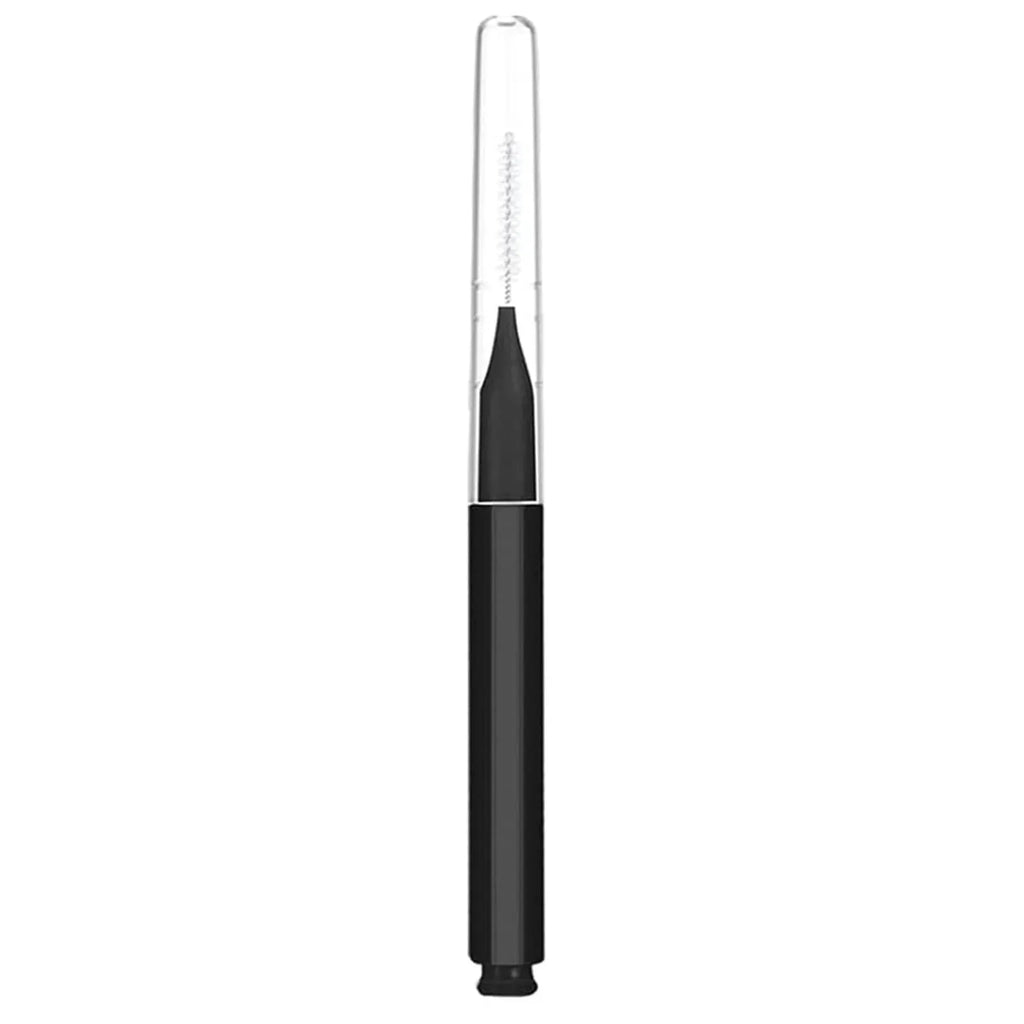 Micro eyebrow and lash brush set with caps in five colours including black and purple, with spoolies and angled brushes