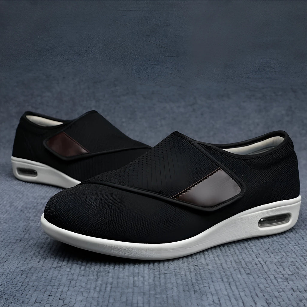 Widening leisure mother shoes with Velcro fastening in beige colour with rubber sole