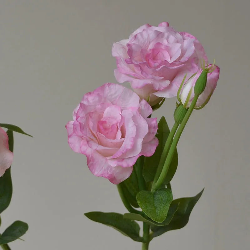 Artificial silk eustoma flower with three heads beige wedding home decoration