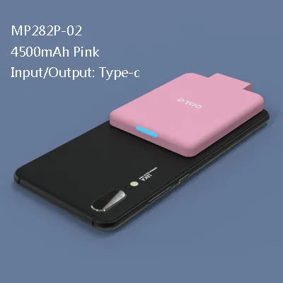 4500mAh back clip battery for iPhone Android Type-C in black, compact size 90mm x 61mm x 9mm