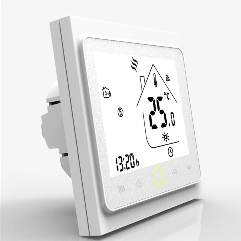 Intelligent central air-conditioning thermostat with capacitive touch buttons, black or white, for 86x86mm mounting