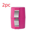 Stainless steel egg shell opener in orange red with PP plastic handle on a kitchen counter