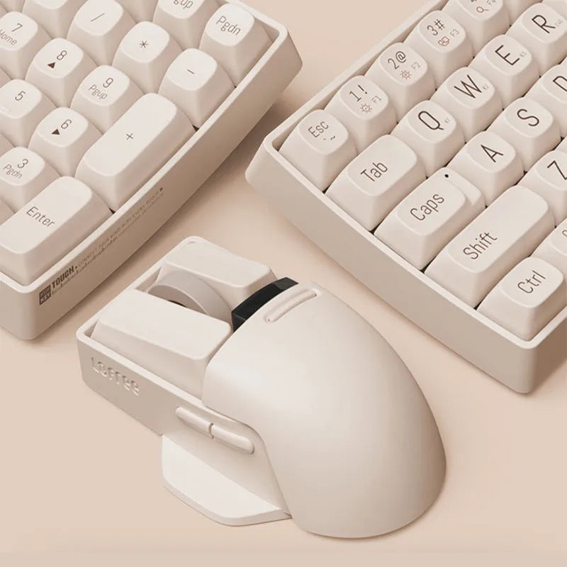Xiaoqiao Tofu coloured wireless mouse with ergonomic shape on a desk