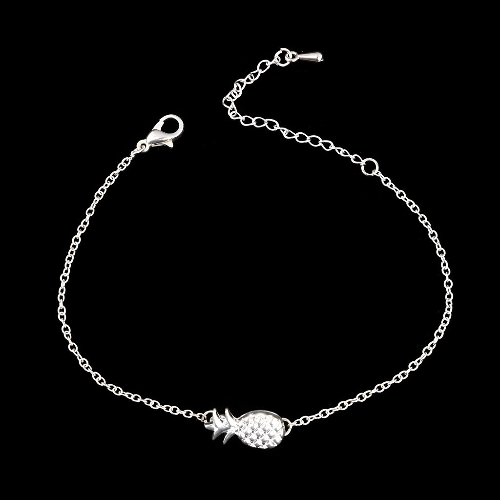 Alloy pineapple bracelet for women in gold or silver colour with fruit charm