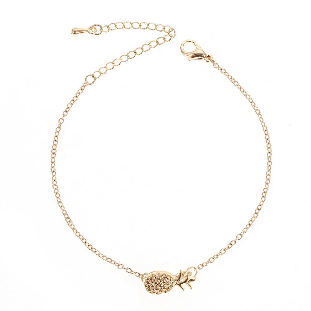 Alloy pineapple bracelet for women in gold or silver colour with fruit charm
