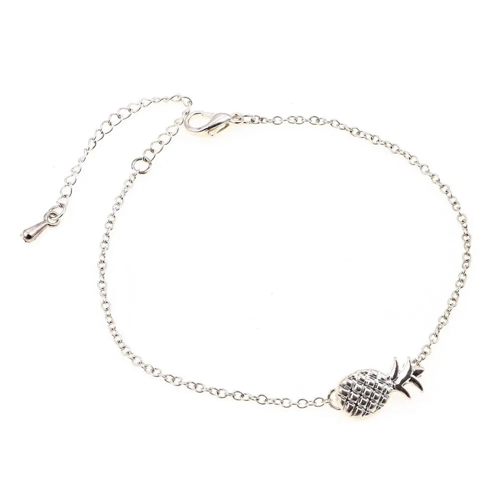 Alloy pineapple bracelet for women in gold or silver colour with fruit charm