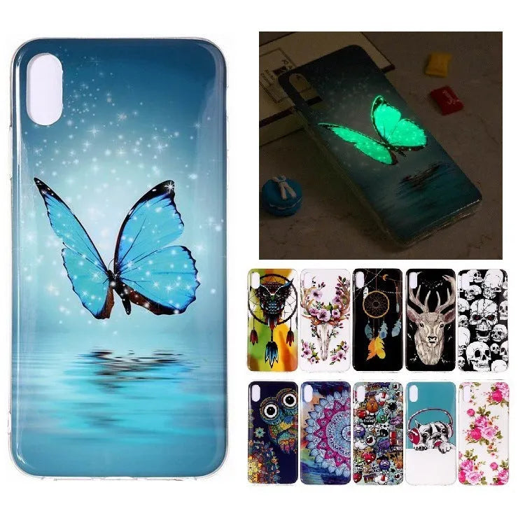 Luminous phone case back cover with butterfly cartoon pattern for iPhone