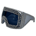 Men's punk sunglasses with super large rim frame and square rivet detailing in silver colour