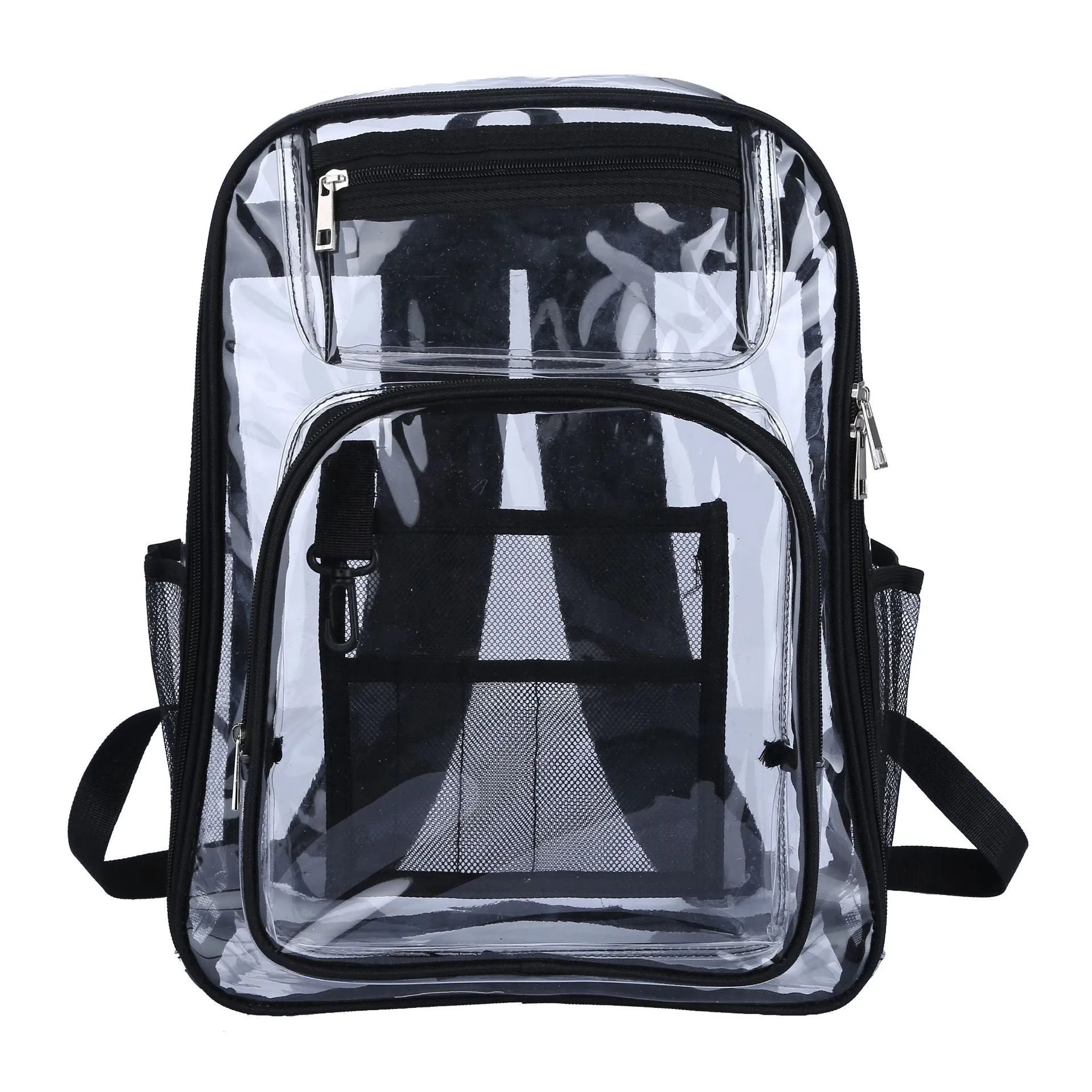Transparent PVC waterproof backpack with inner bag in grey, measuring 30cm by 16cm by 44cm