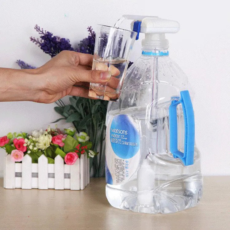 Electric beverage pumping device with PP silicone straw and choice of blue or white press handles