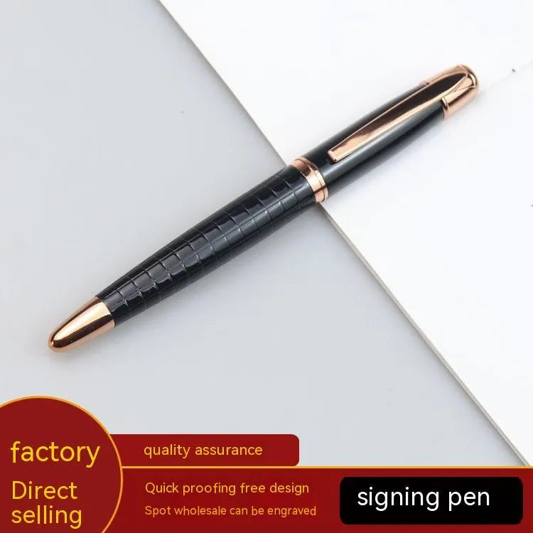 Gun gray metal roller pen with black ink cap, 13.5cm length, on white background