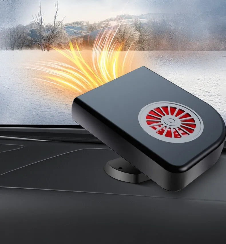 Black vehicle-mounted car heater with adjustable vents for defrosting and air purification