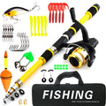 Children's fishing rod and reel combo set in green colour with bait accessory box