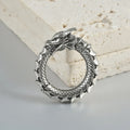 Large antique silver geometric dragon hollow out stainless steel earrings for men and women.