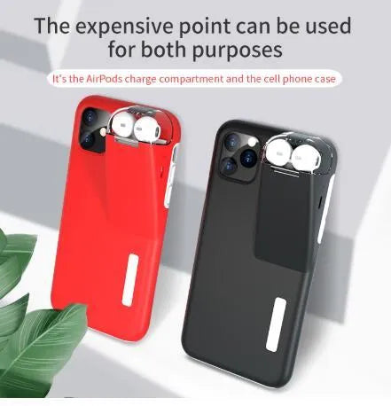 2-in-1 matte acrylic and silicone case cover for iPhone and AirPods charging case in black