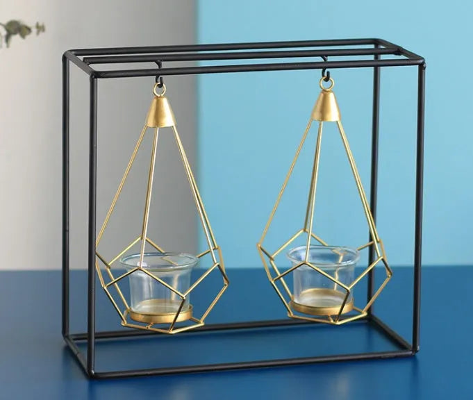 Nordic iron candle holder for block candles, available in single, double, or triple side-by-side styles