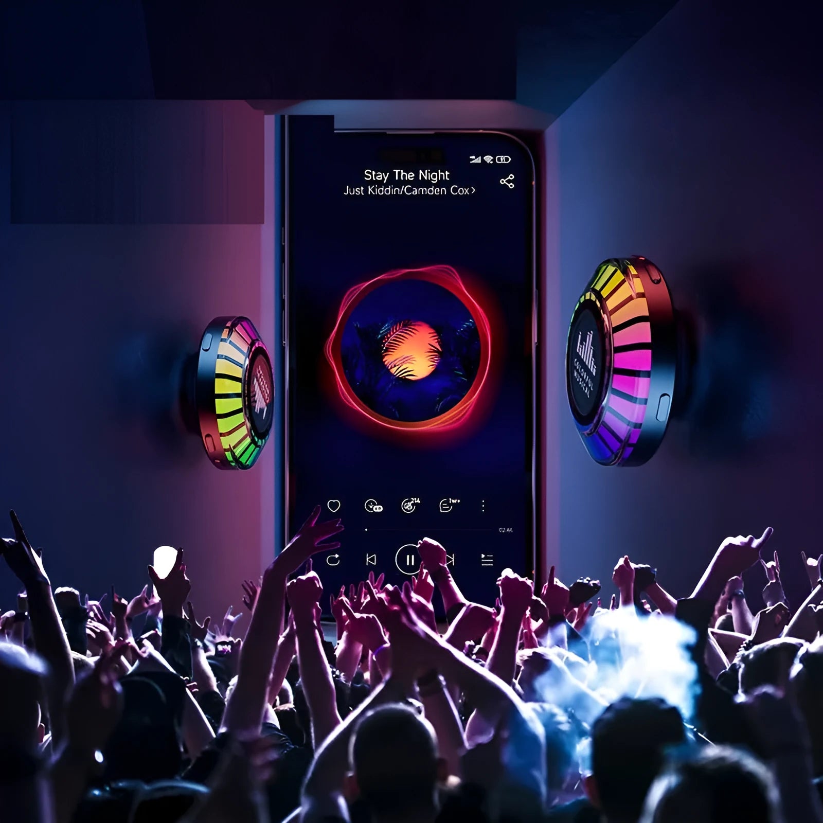 Voice control Bluetooth atmosphere lamp with polar light effect and 3.1cm cube design