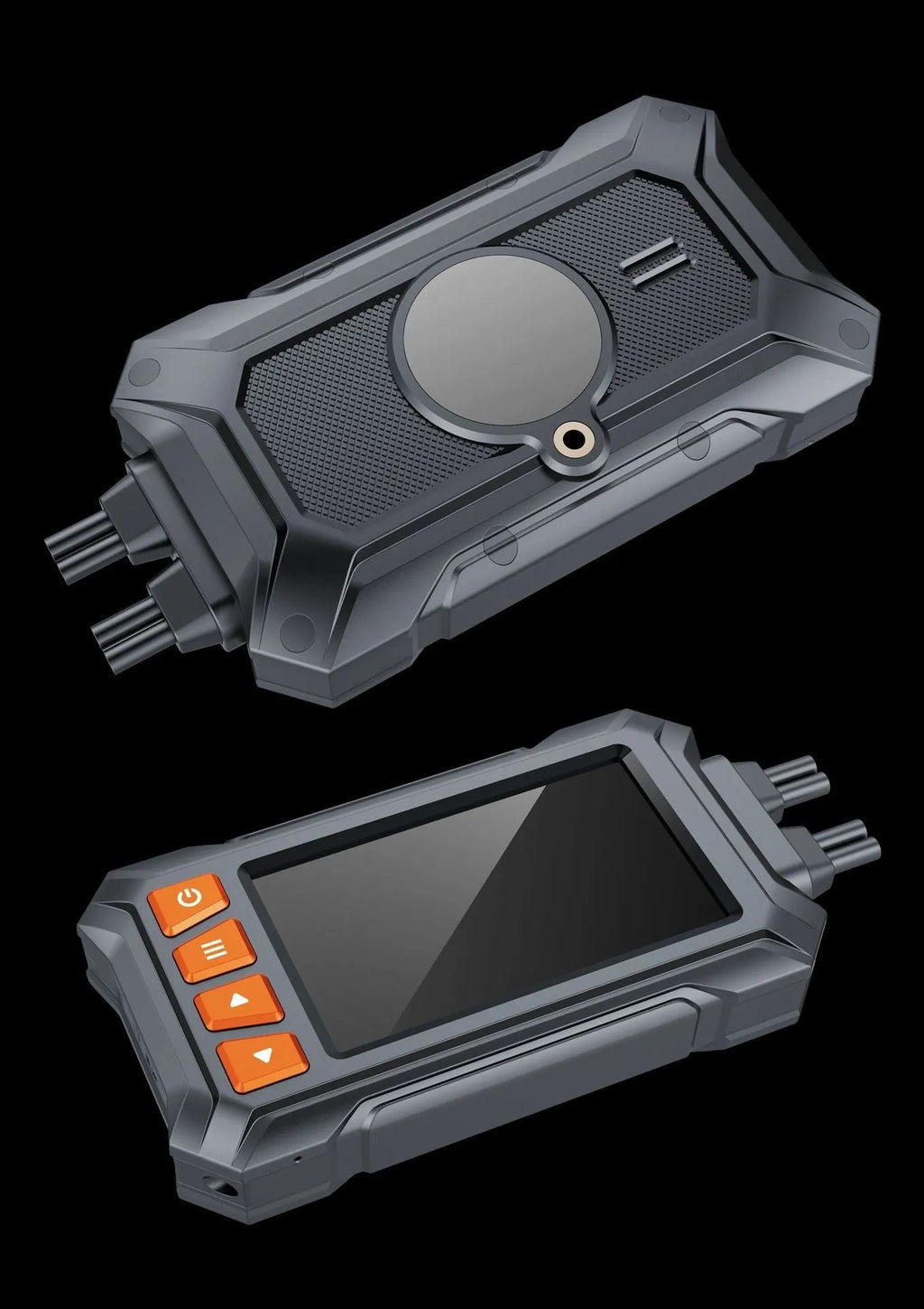 3 inch WIFI motorcycle dash cam with front and rear lenses, GPS module, and waterproof housing.
