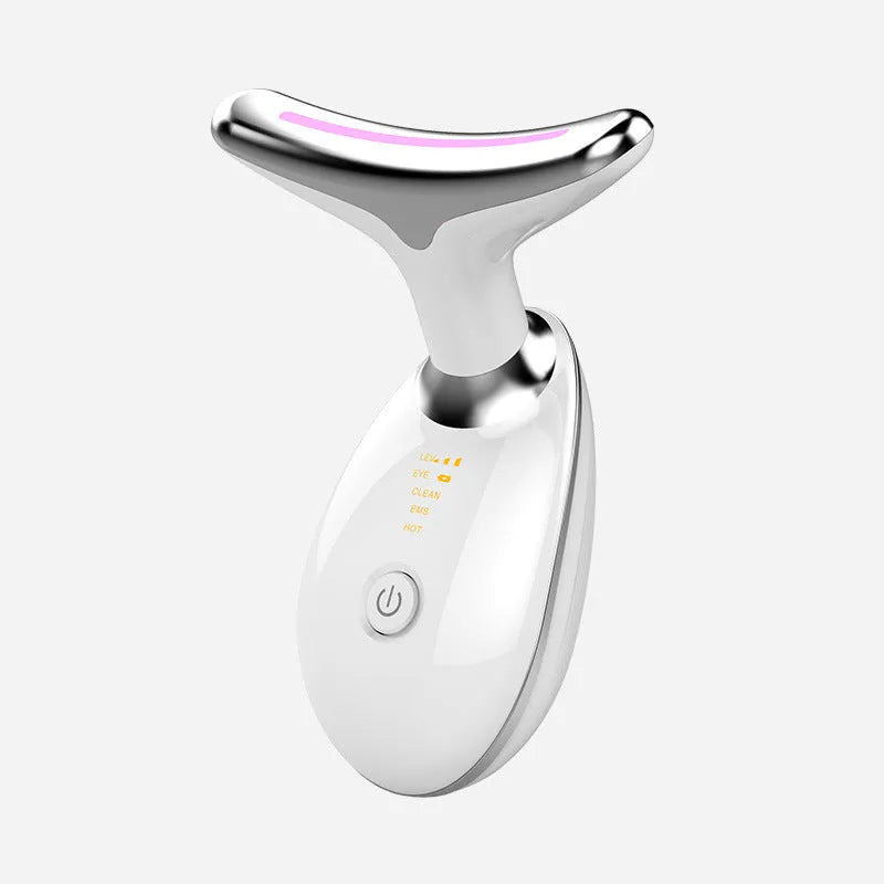 Beauty neck fade care massage instrument with ultrasonic infrared colour light functions in white