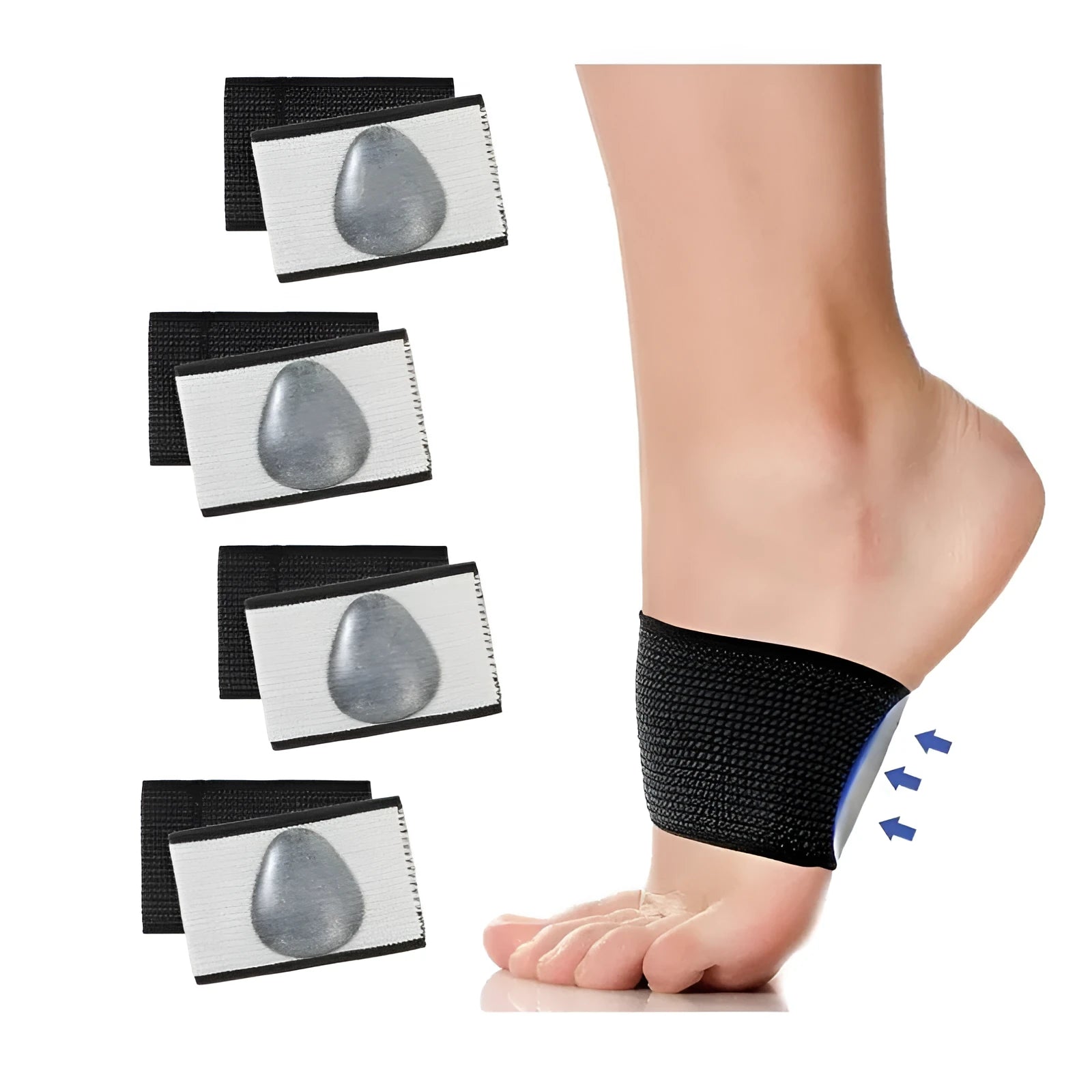 Elastic foot bandage with heart-shaped pad providing arch support for flat foot correction