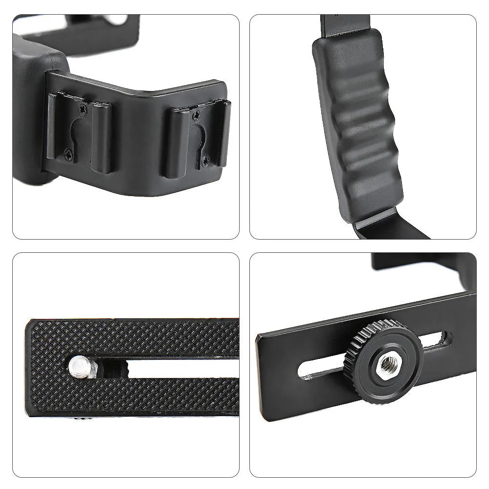 Black aluminium alloy mobile 2/3 stabilizer handheld holder for smartphone video recording