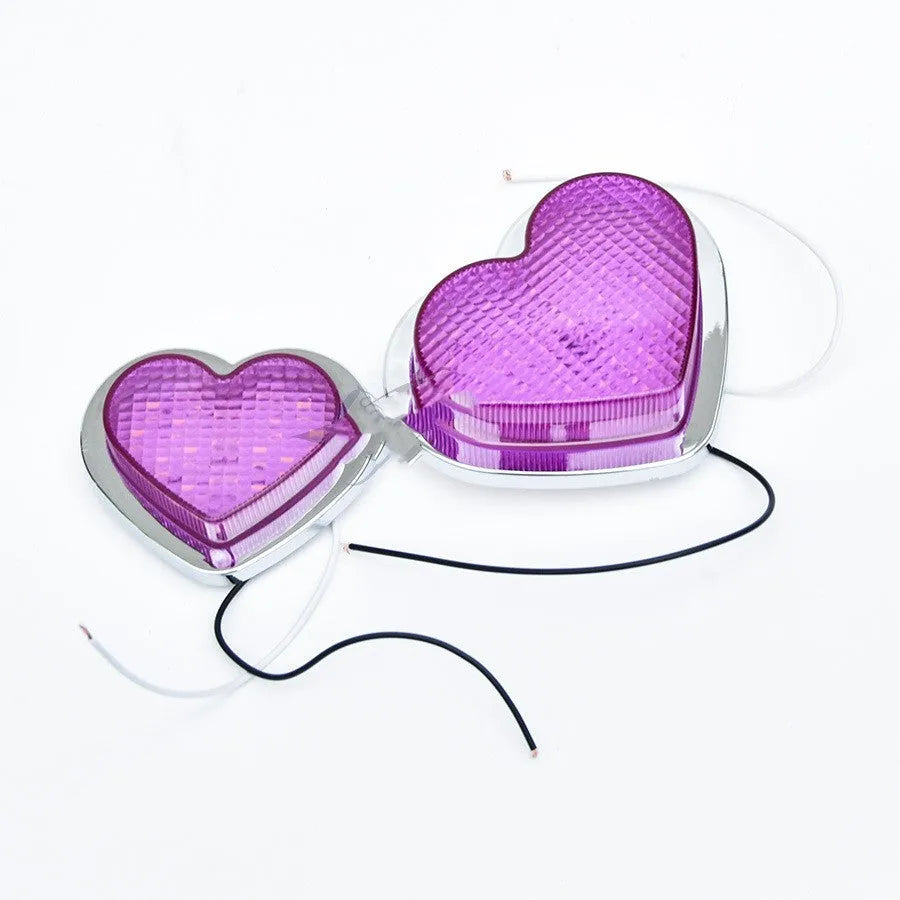 Heart-shaped 12V LED auto sidelight for fender mounting in multiple colour options