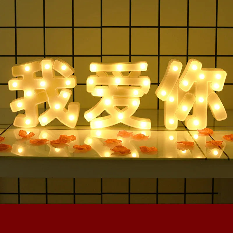 LED letter lights 22cm plastic alphabet in picture colour for birthday party and proposal decor