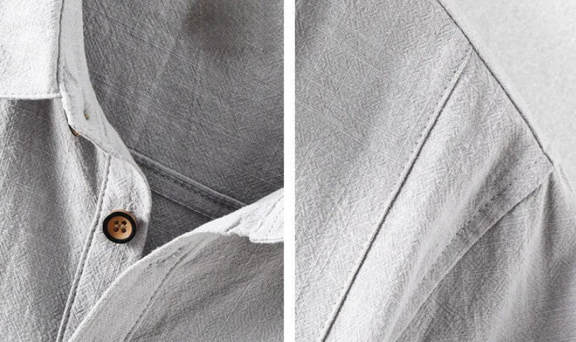 Men's casual cotton linen shirt in loose fit design for leisure wear