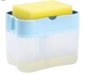 Plastic kitchen soap dispenser in grey with pump, 14.5 x 9.5 x 13.5 cm