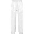 Simple loose thin linen-style sporty drawstring patchwork men's sweatpants in khaki