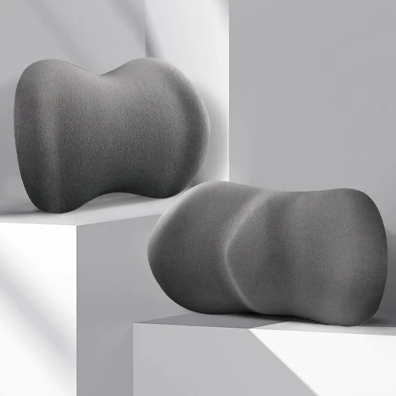 Car seat headrest pillow and lumbar support set in black, gray, pink, green, yellow colours