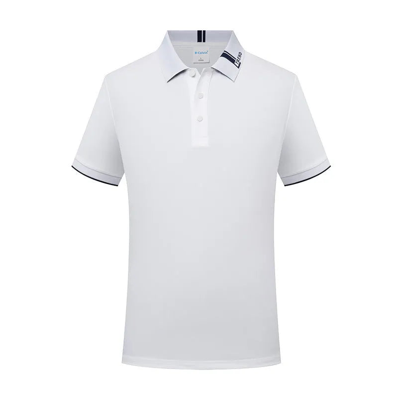 Women's cotton blend letter print lapel polo shirt in light blue, loose fit short sleeves