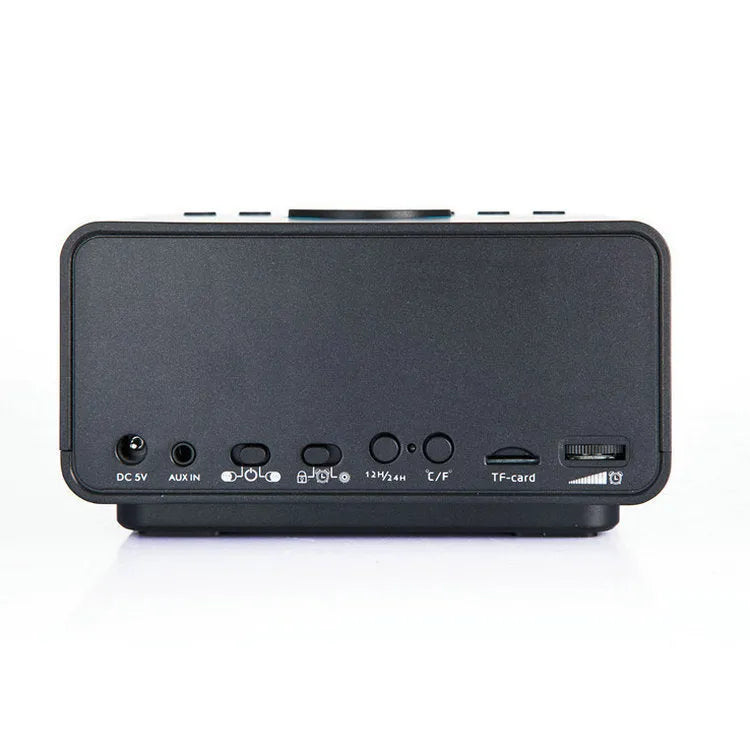 Wireless alarm clock speaker in black with Bluetooth 4.1 and 4400mAh battery