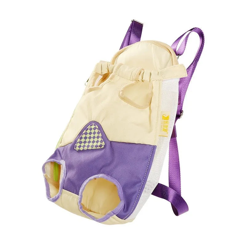 Pet Chest Go Out portable cat backpack in purple mist grape colour made from non-woven polyester canvas