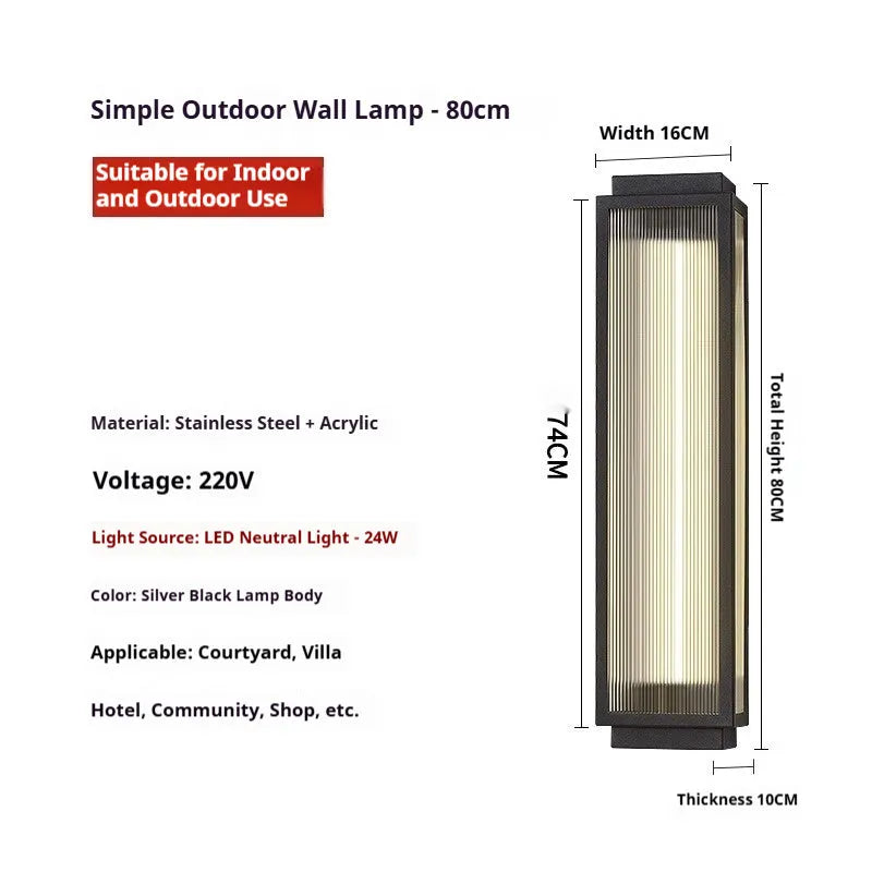 Waterproof stainless steel outdoor wall lamp for courtyard and garden lighting with choice of sizes and light colours