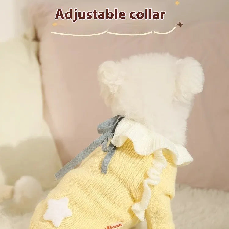 Autumn pet puppy sweater in acrylic, yellow XINGX style, for small dogs, size XS-XL