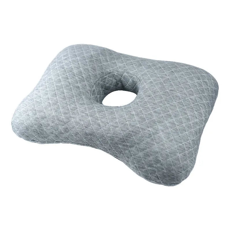 Beauty salon single hole ear pillow in grey with detachable cover, shown next to a tape measure indicating 39cm length.