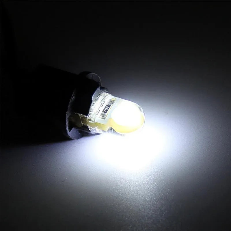 Silicone T10 COB LED car bulb 12V DC 21.5mm 180-degree offset socket for side marker and license plate lights