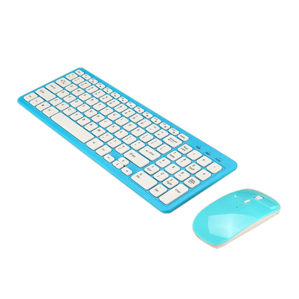 Wireless keyboard and mouse set in choice of four colours with micro USB receiver
