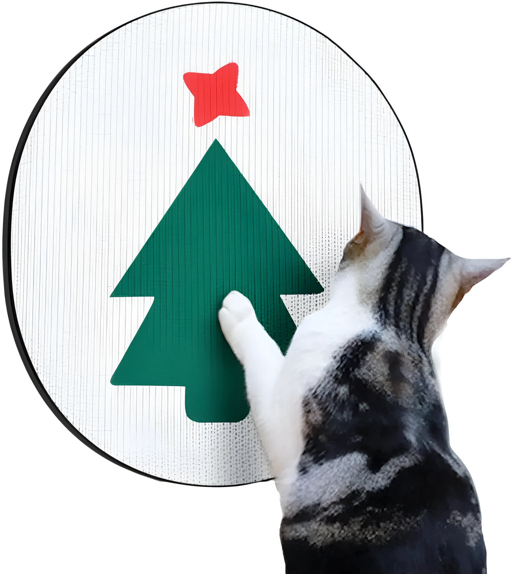 Wall-mounted vertical cat scratch pad with corrugated cardboard surface and catnip