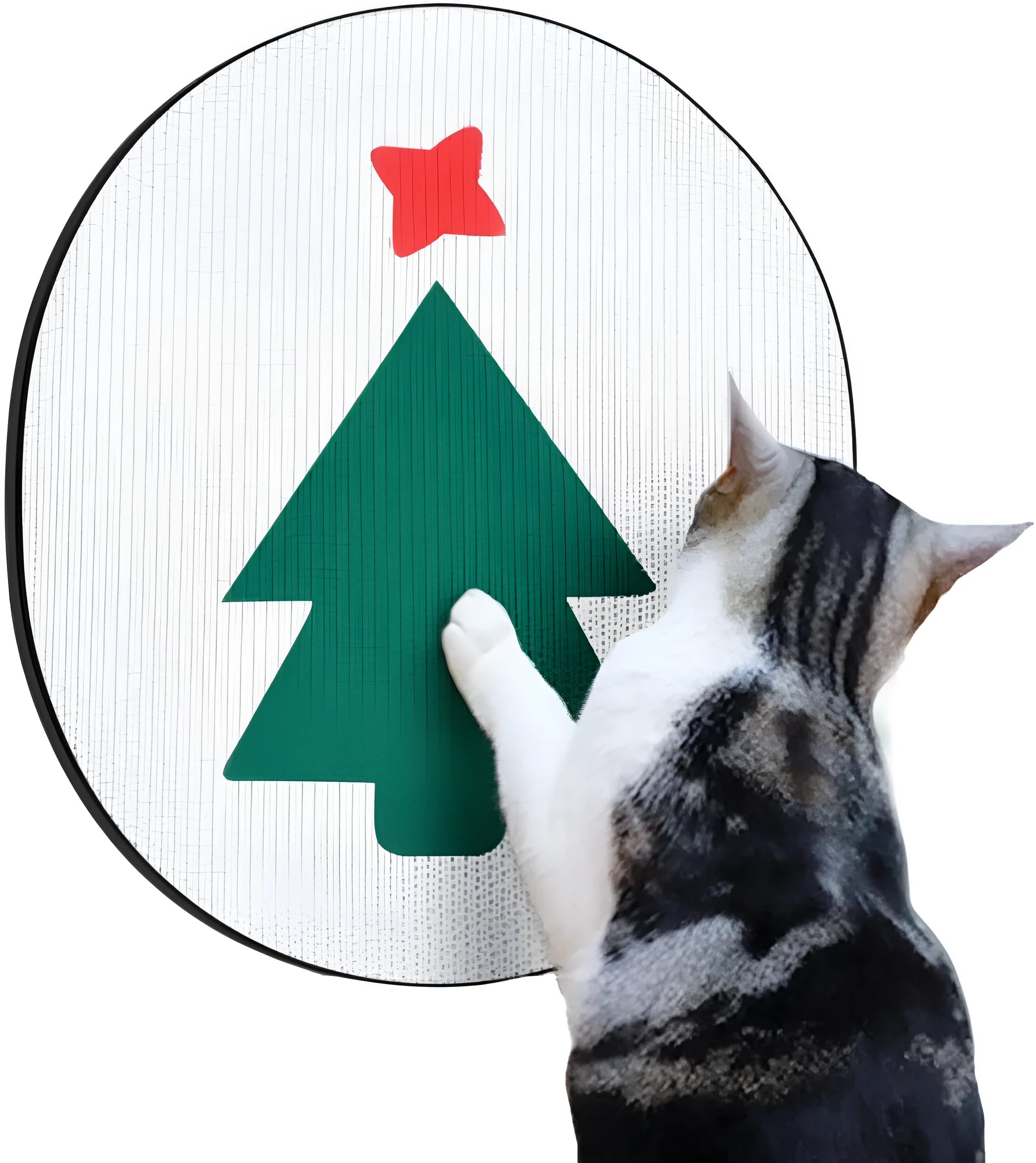 Wall-mounted vertical cat scratch pad with corrugated cardboard surface and catnip
