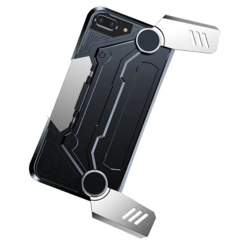 Gamepad smartphone case for iPhone 7 8 Plus in black red and silver with built-in controller buttons